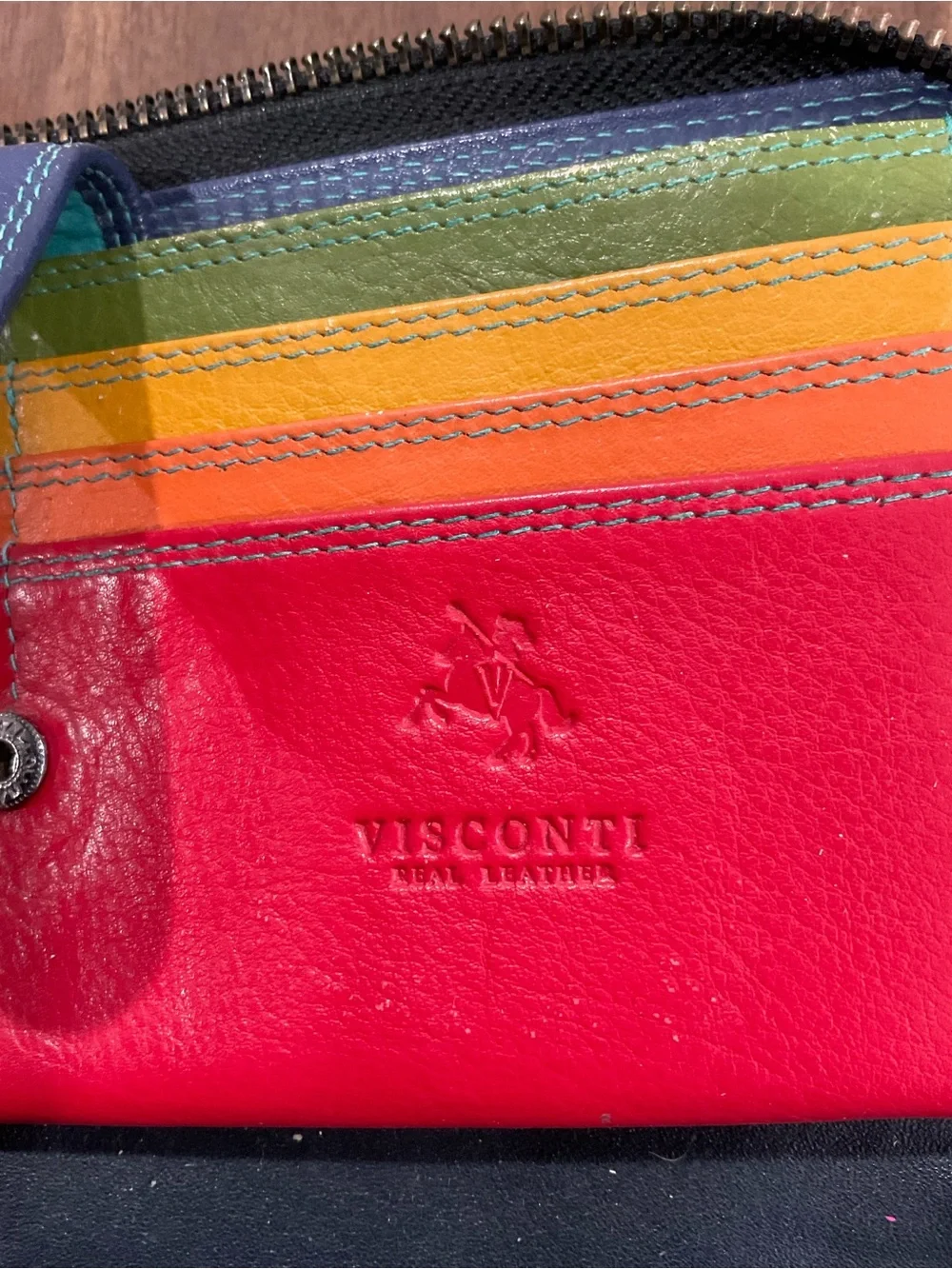 Ladies Visconti Large Real Leather Purse Wallet RFID Rainbow Colorblock